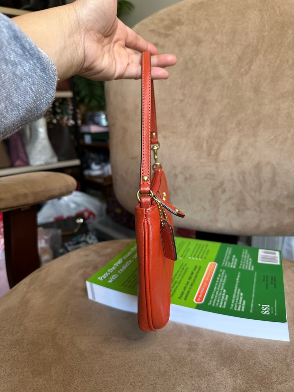 Coach Ashley Leather Large Wrislet Vibrant Orange Very Good Condition - Picture 5 of 11